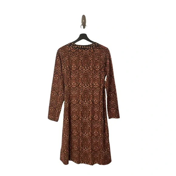 NEW Soft Surroundings Animal Print Safari Surplice Fixed Wrap Dress Medium - Picture 2 of 4